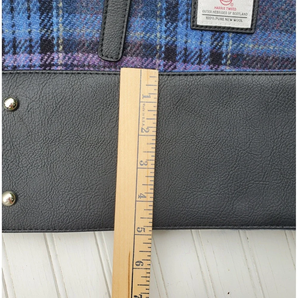 Glen Appin Harris Tweed Blue Plaid Wool Tote Bag Crossbody Handbag Scottish